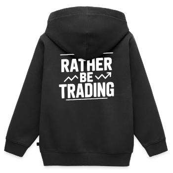 Je préférerais faire du trading - Sweat Premium à capuche zippé enfant bio - noir - Dos - AI Model Kid Male (0cm)