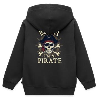 Bruh, ich bin ein Pirat, Freibeuter, Humor - Kinder Premium Organic Zip Hoodie - Schwarz - Hinten - AI Model Kid Male (0cm)