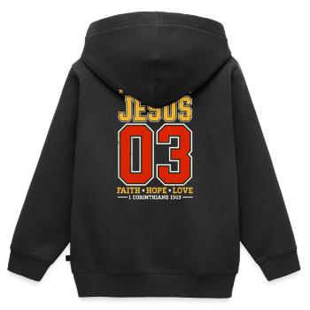 Team Jesus 03 Faith Hope Love - Kids Premium Organic Zip-up Hoodie - black - Back - AI Model Kid Male (0cm)