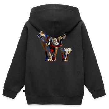 Éléphants - Sweat Premium à capuche zippé enfant bio - noir - Dos - AI Model Kid Male (0cm)