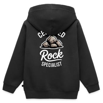 Steine Sprüche Stein Lustiges Steine Geschenk - Kinder Premium Organic Zip Hoodie - Schwarz - Hinten - AI Model Kid Male (0cm)