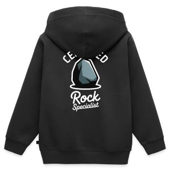 Steine Sprüche Stein Lustiges Steine Geschenk - Kinder Premium Organic Zip Hoodie - Schwarz - Hinten - AI Model Kid Male (0cm)