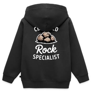 Pierres, proverbes, pierres, drôle, cadeau de pierres - Sweat Premium à capuche zippé enfant bio - noir - Dos - AI Model Kid Male (0cm)