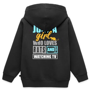 Juste une fille qui aime les rats et qui adore - Sweat Premium à capuche zippé enfant bio - noir - Dos - AI Model Kid Male (0cm)