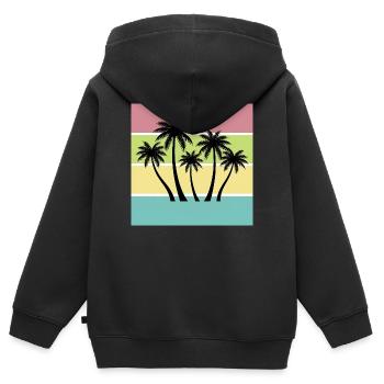 T-shirt Été Palmiers Style Retro Vintage - Sweat Premium à capuche zippé enfant bio - noir - Dos - AI Model Kid Male (0cm)