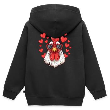 Poulet au cœur avec lunettes de soleil - Sweat Premium à capuche zippé enfant bio - noir - Dos - AI Model Kid Male (0cm)