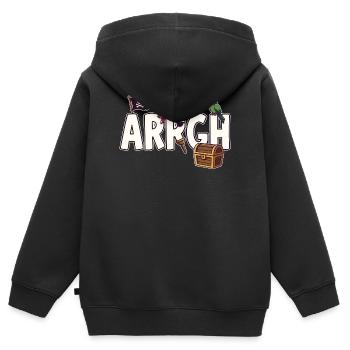 Arrgh Pirate Boucanier Jolly Roger - Sweat Premium à capuche zippé enfant bio - noir - Dos - AI Model Kid Male (0cm)