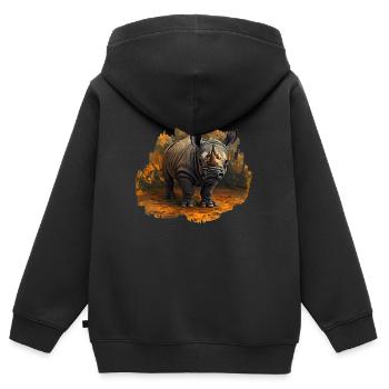 Rhinocéros à bouche blanche, Designs africains - Sweat Premium à capuche zippé enfant bio - noir - Dos - AI Model Kid Male (0cm)