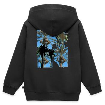 Date Palm Trees Risography - Kids Premium Organic Zip-up Hoodie - black - Back - AI Model Kid Male (0cm)