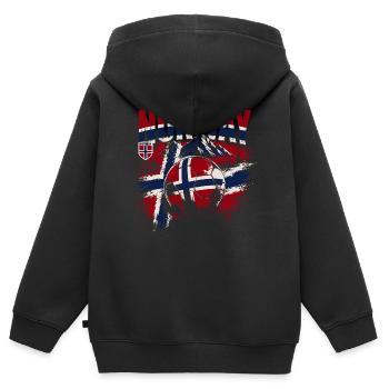 Norway Football Fan Shirt & Merch - Kids Premium Organic Zip-up Hoodie - black - Back - AI Model Kid Male (0cm)