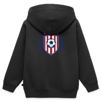 Star Stripe Football Shield - Kinder Premium Organic Zip Hoodie - Schwarz - Hinten - AI Model Kid Male (0cm)