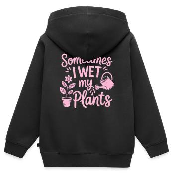 Expressions des plantes d’intérieur Fleurs drôles Cadeau - Sweat Premium à capuche zippé enfant bio - noir - Dos - AI Model Kid Male (0cm)