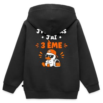 J'peux pas j'ai 3ème - Sweat Premium à capuche zippé enfant bio - noir - Dos - AI Model Kid Male (0cm)
