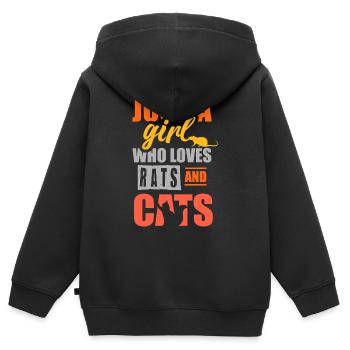 Simply a girl who loves rats and cats - Kids Premium Organic Zip-up Hoodie - black - Back - AI Model Kid Male (0cm)