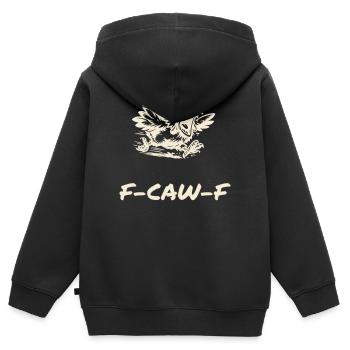 F-CAW-F - Lustiger Hühner Spruch - Kinder Premium Organic Zip Hoodie - Schwarz - Hinten - AI Model Kid Male (0cm)