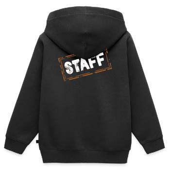 staff - Kinder Premium Organic Zip Hoodie - Schwarz - Hinten - AI Model Kid Male (0cm)