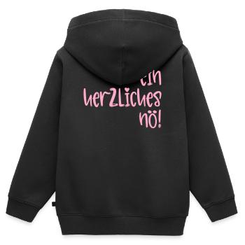 Absage - Herzliches Nö - Kinder Premium Organic Zip Hoodie - Schwarz - Hinten - AI Model Kid Male (0cm)