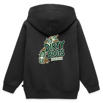 Dirty Boots Citation d’aventure sur un sentier de randonnée de bonne humeur - Sweat Premium à capuche zippé enfant bio - noir - Dos - AI Model Kid Male (0cm)