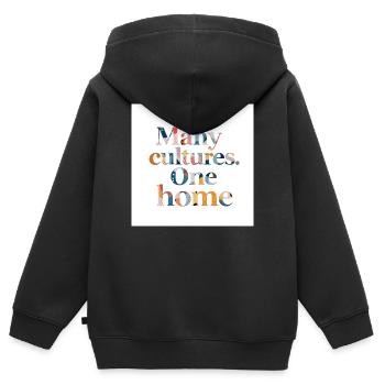De nombreuses cultures et une même maison - Sweat Premium à capuche zippé enfant bio - noir - Dos - AI Model Kid Male (0cm)