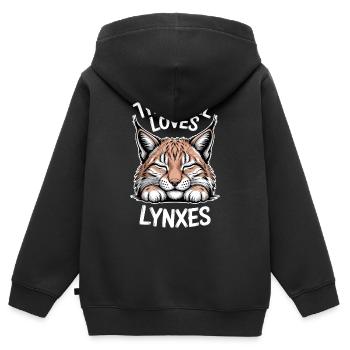 Lynx Dictions Lynx Fille Drôle de Lynx Cadeau de Lynx - Sweat Premium à capuche zippé enfant bio - noir - Dos - AI Model Kid Male (0cm)