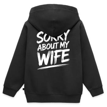 Désolé pour ma femme - Cadeau pour mon mari qui dit - Sweat Premium à capuche zippé enfant bio - noir - Dos - AI Model Kid Male (0cm)