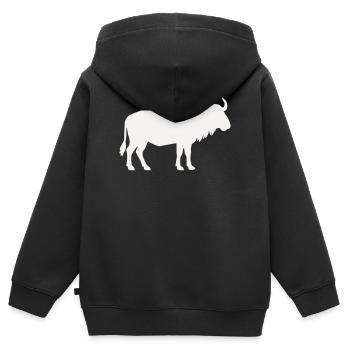 Silhouette du bison sauvage - Sweat Premium à capuche zippé enfant bio - noir - Dos - AI Model Kid Male (0cm)