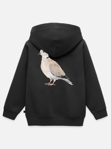 Taubenporträt in Erdtönen - Kinder Premium Organic Zip Hoodie - Schwarz