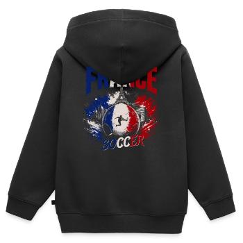Maillot de supporter de France de football | France Football - Sweat Premium à capuche zippé enfant bio - noir - Dos - AI Model Kid Male (0cm)