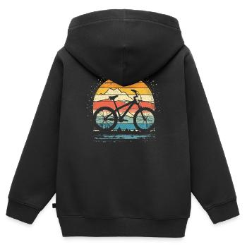 Style rétro du VTT - Sweat Premium à capuche zippé enfant bio - noir - Dos - AI Model Kid Male (0cm)