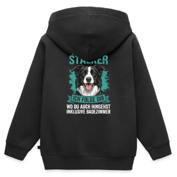 Persönlicher Stalker Hund Spruch Border Collie - Kinder Premium Organic Zip Hoodie - Schwarz - Hinten - AI Model Kid Male (0cm)