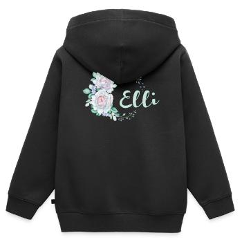 Blumenkreis Elli Monogramm - Kinder Premium Organic Zip Hoodie - Schwarz - Hinten - AI Model Kid Male (0cm)