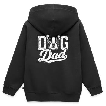 Papa de chien Propriétaire de Boston Terrier Proud Pup - Sweat Premium à capuche zippé enfant bio - noir - Dos - AI Model Kid Male (0cm)