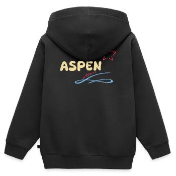 Cadeau pour Aspen - Sweat Premium à capuche zippé enfant bio - noir - Dos - AI Model Kid Male (0cm)