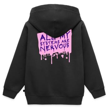 All My Systems Are Nervous Funny Fear Nerd Logo - Kids Premium Organic Zip-up Hoodie - black - Back - AI Model Kid Male (0cm)