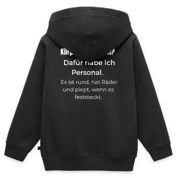 Lustiger Spruch Smart Garden Mähroboter Personal  - Kinder Premium Organic Zip Hoodie - Schwarz - Hinten - AI Model Kid Male (0cm)