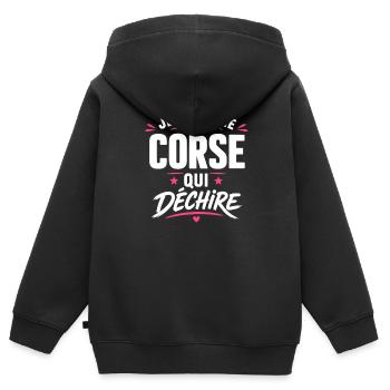Je suis une corse qui déchire - Sweat Premium à capuche zippé enfant bio - noir - Dos - AI Model Kid Male (0cm)