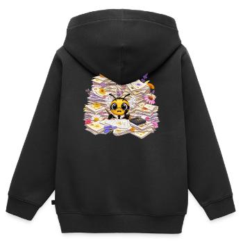 Abeille du chaos du bureau dans la forêt de papier - Sweat Premium à capuche zippé enfant bio - noir - Dos - AI Model Kid Male (0cm)