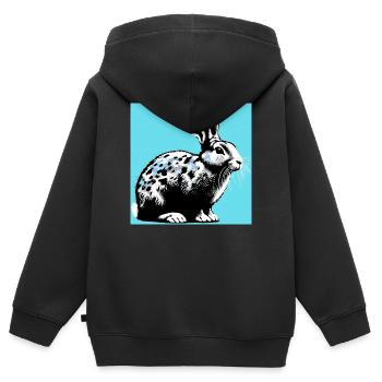 Kaninchen - Kinder Premium Organic Zip Hoodie - Schwarz - Hinten - AI Model Kid Male (0cm)