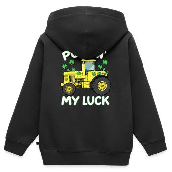 Pushin' My Luck Traktor St Patricks Day - Kinder Premium Organic Zip Hoodie - Schwarz - Hinten - AI Model Kid Male (0cm)