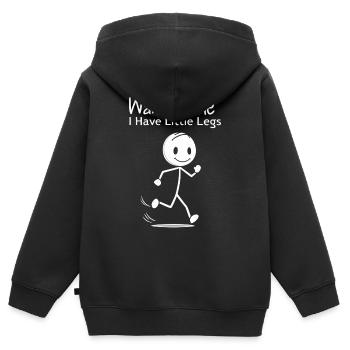 Attendez-moi – Petites jambes, grand humour - Sweat Premium à capuche zippé enfant bio - noir - Dos - AI Model Kid Male (0cm)