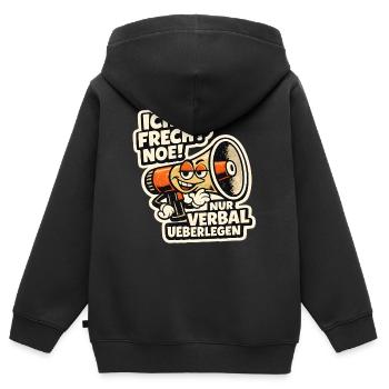 Verbal Überlegen Megaphone Cartoon - Kinder Premium Organic Zip Hoodie - Schwarz - Hinten - AI Model Kid Male (0cm)