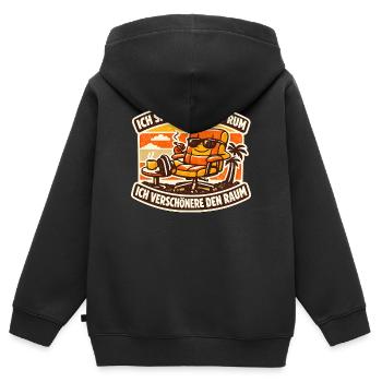 Sonnenstuhl Spruch: Verschönere den Raum - Kinder Premium Organic Zip Hoodie - Schwarz - Hinten - AI Model Kid Male (0cm)