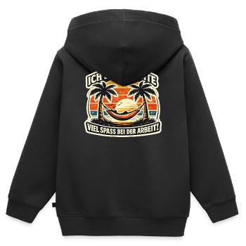 Rentner am Strand: Humor im Job - Kinder Premium Organic Zip Hoodie - Schwarz - Hinten - AI Model Kid Male (0cm)