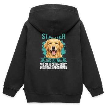 Golden Retriever Stalker - Kinder Premium Organic Zip Hoodie - Schwarz - Hinten - AI Model Kid Male (0cm)