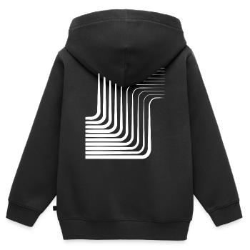 Motif monochrome à arc concentrique - Sweat Premium à capuche zippé enfant bio - noir - Dos - AI Model Kid Male (0cm)
