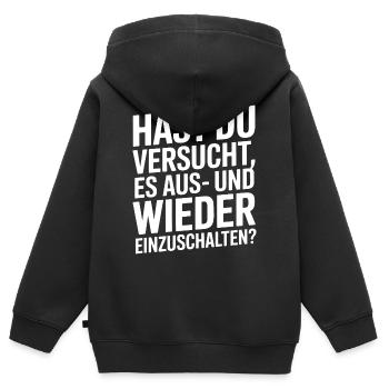 Hast du versucht es neu zu starten - Kinder Premium Organic Zip Hoodie - Schwarz - Hinten - AI Model Kid Male (0cm)