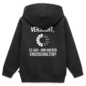 Tech Neustart Meme Druckdesign - Kinder Premium Organic Zip Hoodie - Schwarz - Hinten - AI Model Kid Male (0cm)