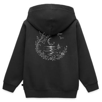 Coucher de soleil - Sweat Premium à capuche zippé enfant bio - noir - Dos - AI Model Kid Male (0cm)