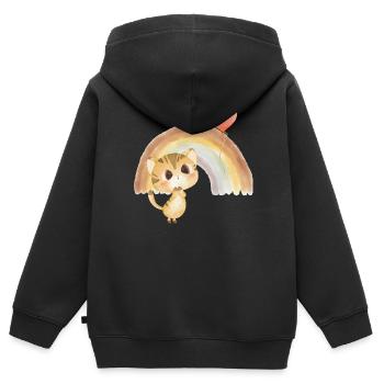 Watercolor kitten under the rainbow - Kids Premium Organic Zip-up Hoodie - black - Back - AI Model Kid Male (0cm)