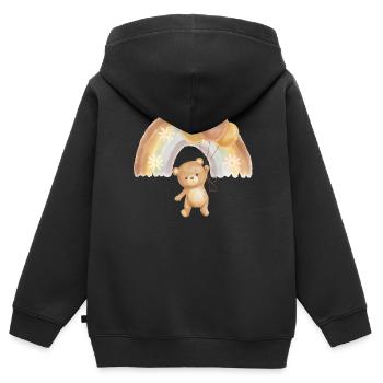Teddybär mit Ballons unterm Regenbogen - Kinder Premium Organic Zip Hoodie - Schwarz - Hinten - AI Model Kid Male (0cm)
